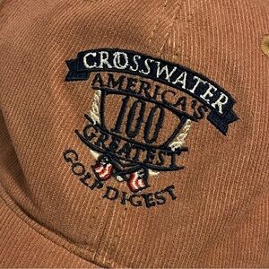 Imperial Corduroy Golf Hat Crosswater Sunriver Oregon Embroidered Adjustable Tan